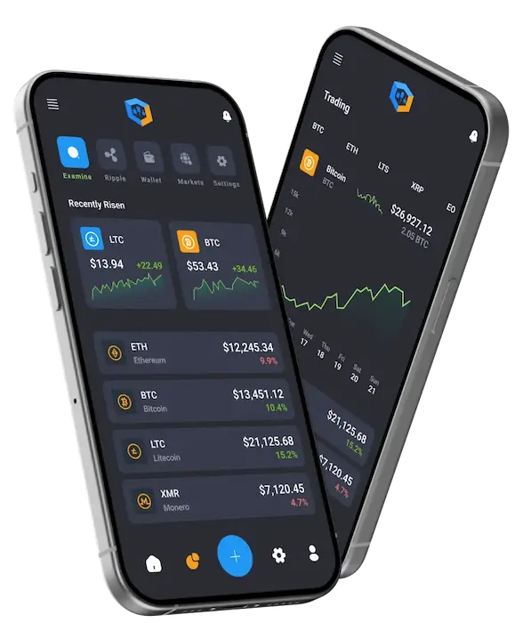 The trading platform on two phones